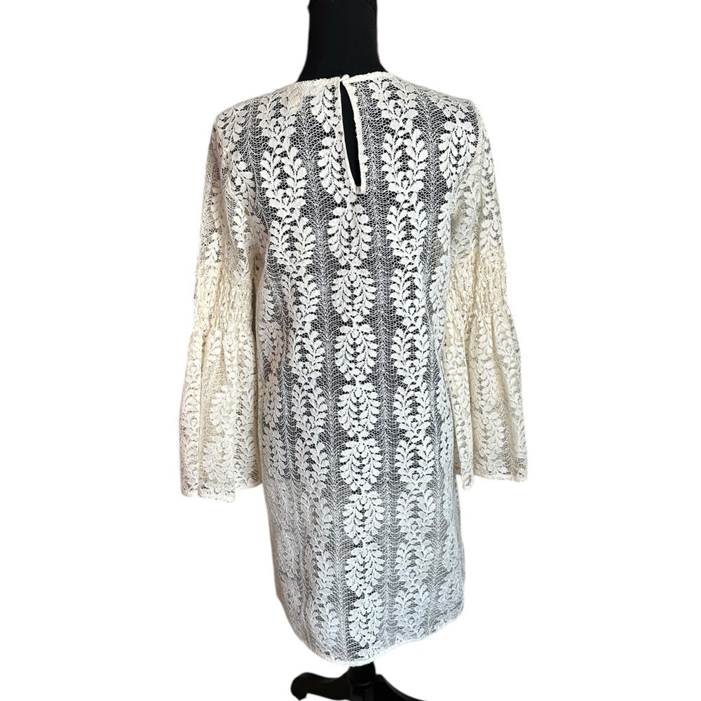 Michael Michael Kors Ivory Bell Sleeve Lace Dress Size M - Picture 3 of 15